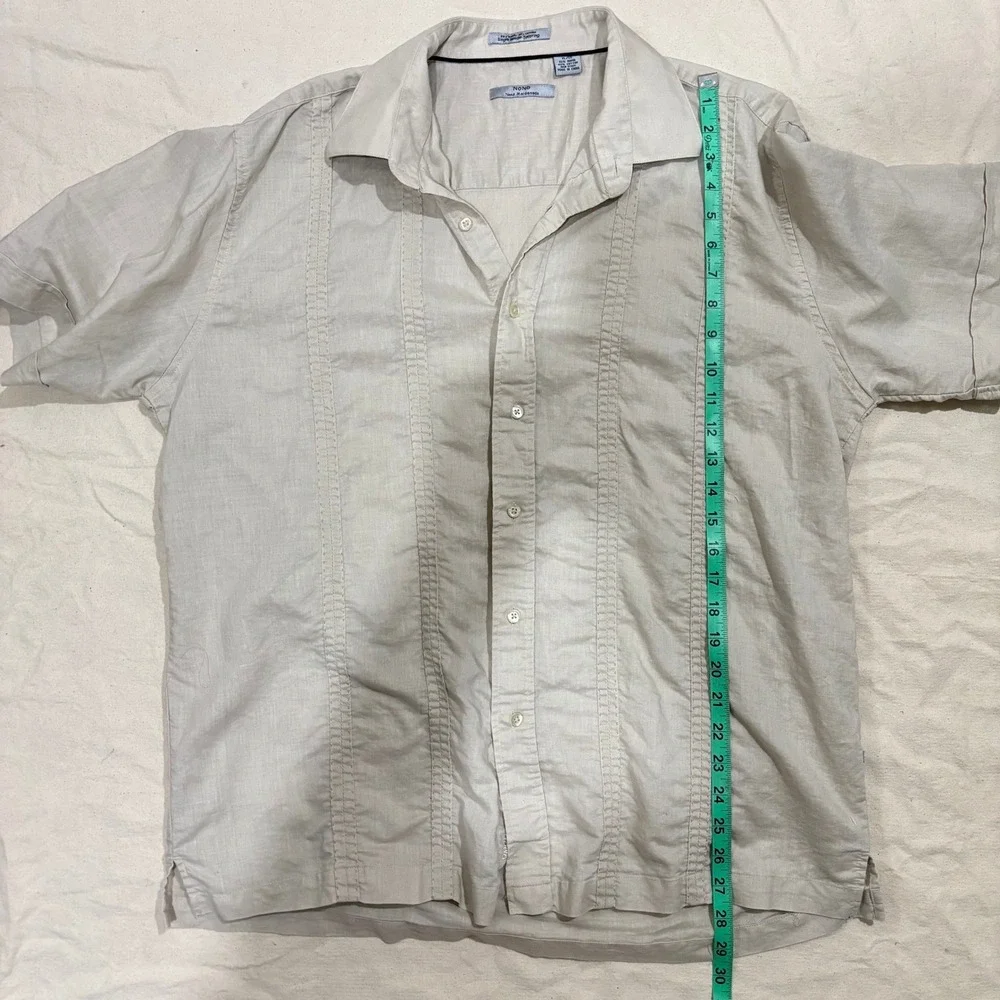 Nono‎ Maldonado Mens XL Beige Ramie Cotton Guayabera Short Sleeve Shirt